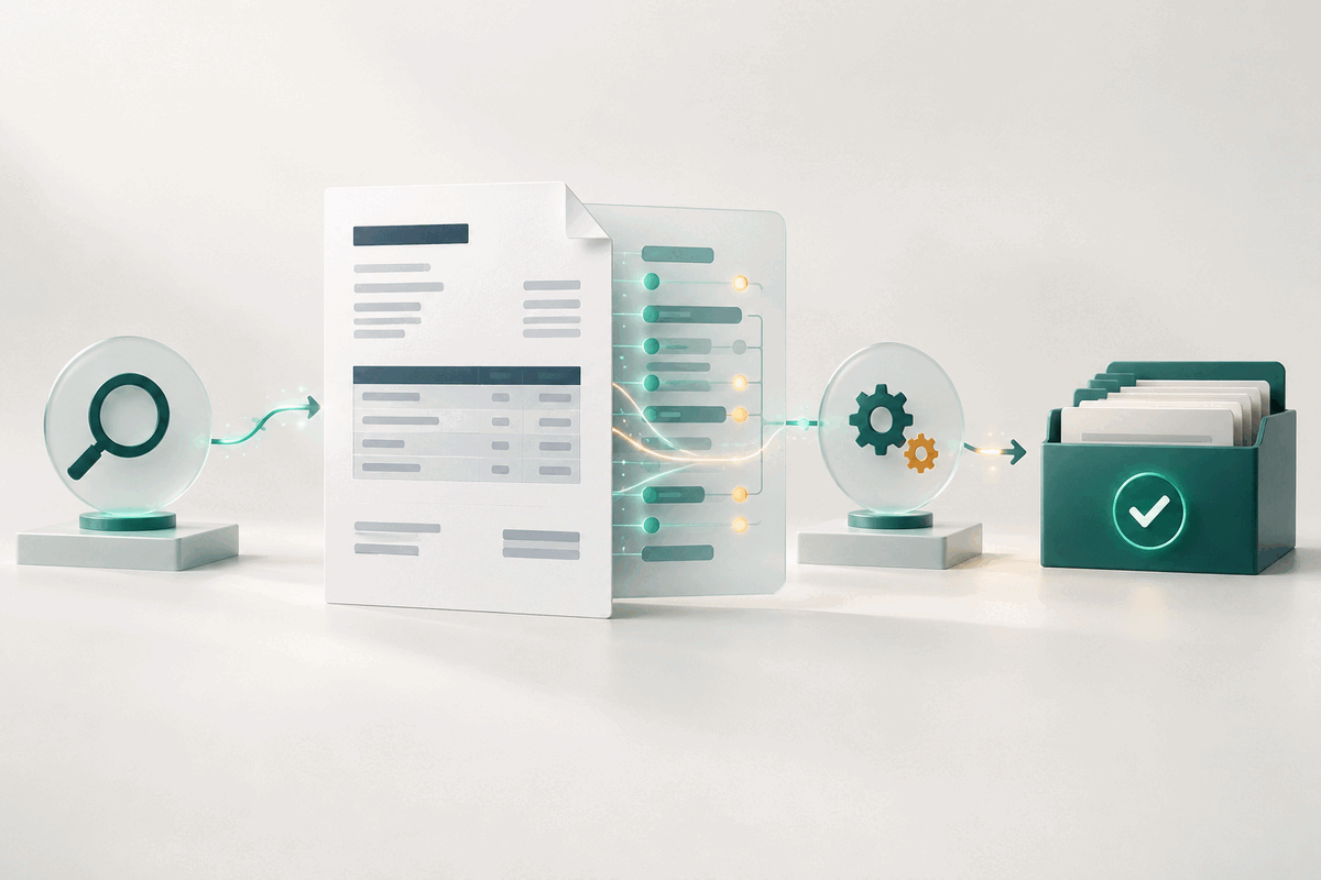 A readable invoice and its embedded data layer pass through separate checks before entering an approved archive